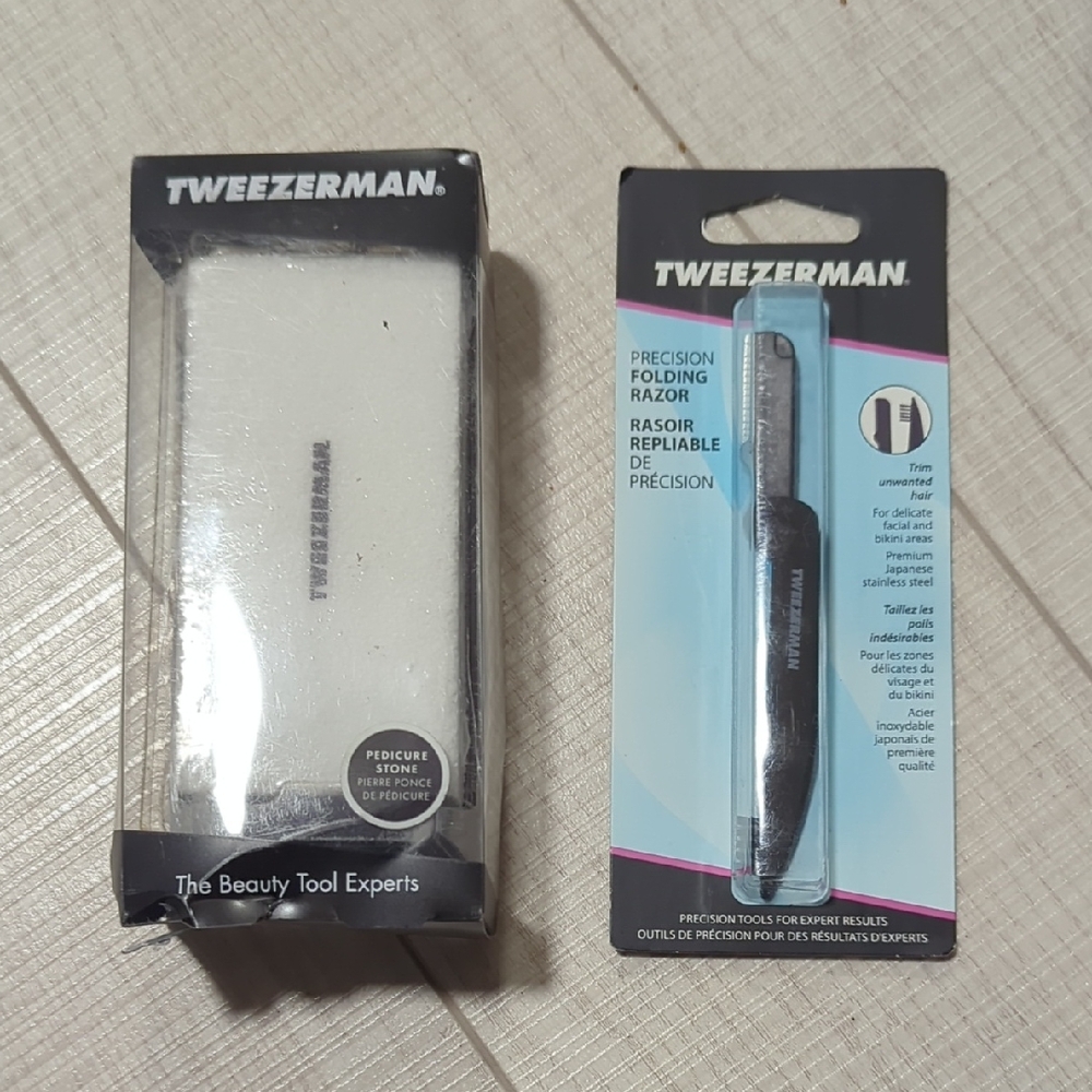 BNIB Tweezerman Pedicure Stone And Folding Razor Set